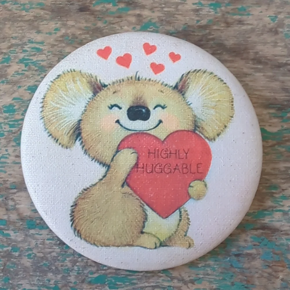 HALLMARK I Bundle of 2 Vintage Valentine's Day Love Buttons Pins, Circa 80s